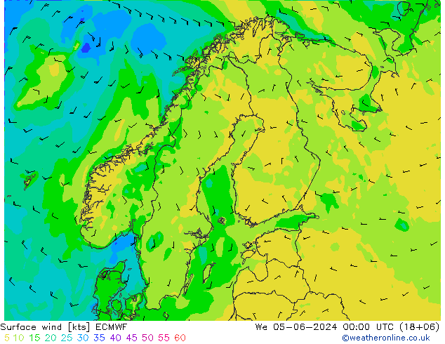 Vent 10 m ECMWF mer 05.06.2024 00 UTC