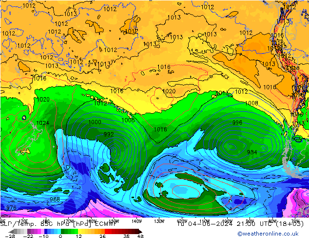 850 hPa Yer Bas./Sıc ECMWF Sa 04.06.2024 21 UTC