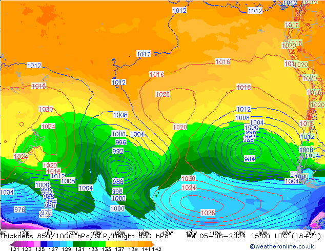 Thck 850-1000 гПа ECMWF ср 05.06.2024 15 UTC