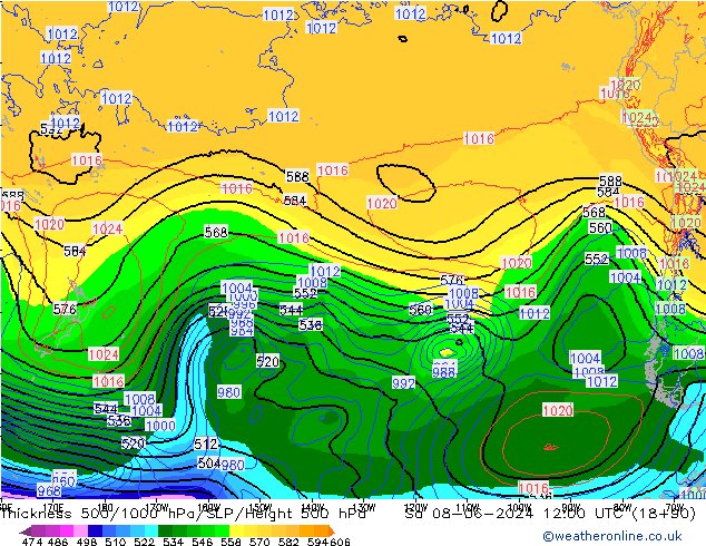 Thck 500-1000hPa ECMWF So 08.06.2024 12 UTC