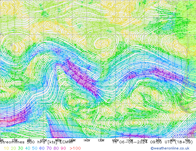 Stroomlijn 500 hPa ECMWF do 06.06.2024 09 UTC