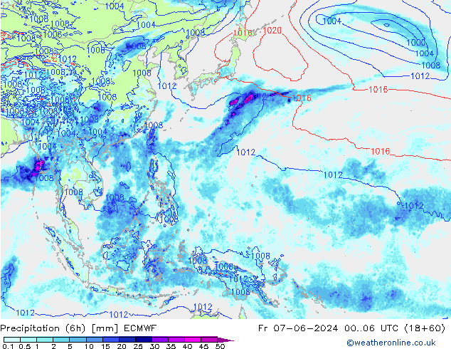 Z500/Rain (+SLP)/Z850 ECMWF ven 07.06.2024 06 UTC