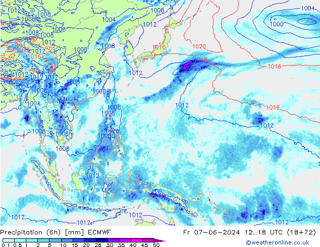 Z500/Rain (+SLP)/Z850 ECMWF Fr 07.06.2024 18 UTC