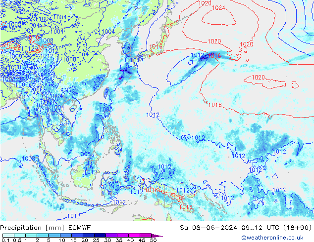 Niederschlag ECMWF Sa 08.06.2024 12 UTC