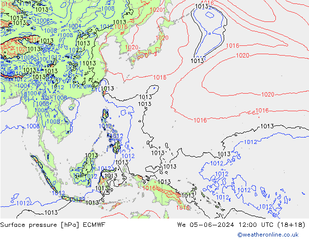 Surface pressure ECMWF We 05.06.2024 12 UTC