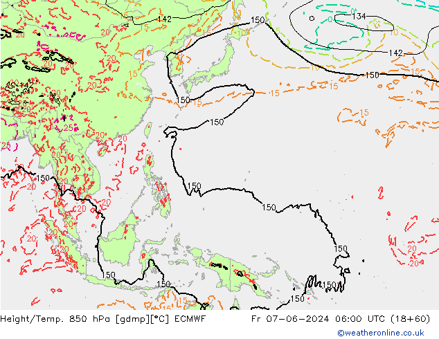 Z500/Rain (+SLP)/Z850 ECMWF ven 07.06.2024 06 UTC