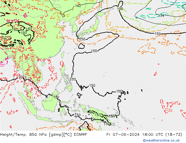 Z500/Rain (+SLP)/Z850 ECMWF Fr 07.06.2024 18 UTC