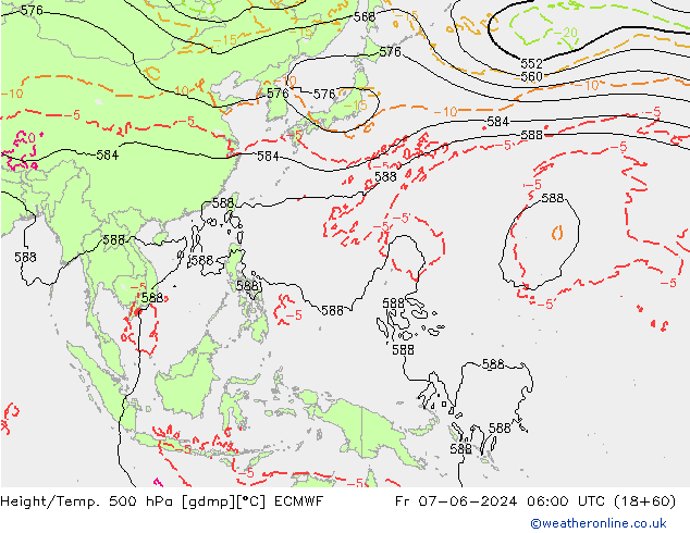 Z500/Rain (+SLP)/Z850 ECMWF ven 07.06.2024 06 UTC