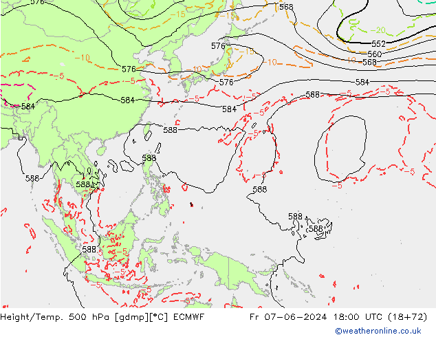 Z500/Rain (+SLP)/Z850 ECMWF Fr 07.06.2024 18 UTC