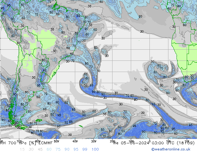 RH 700 hPa ECMWF  05.06.2024 03 UTC