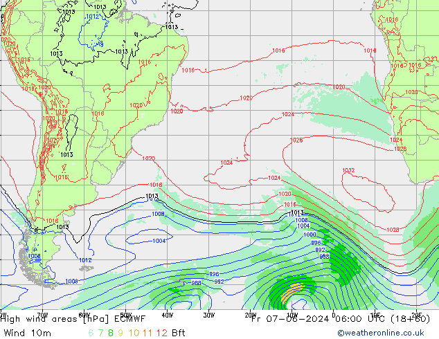 Windvelden ECMWF vr 07.06.2024 06 UTC