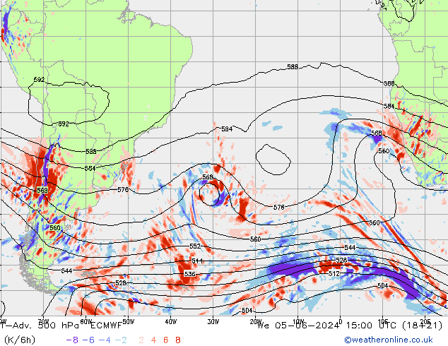 T-Adv. 500 hPa ECMWF St 05.06.2024 15 UTC