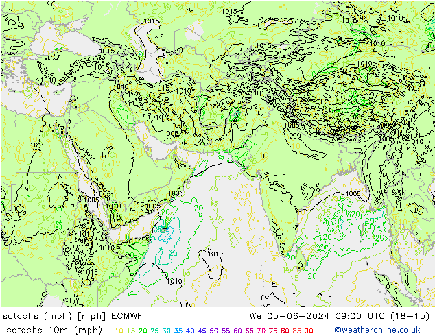 Isotachs (mph) ECMWF We 05.06.2024 09 UTC