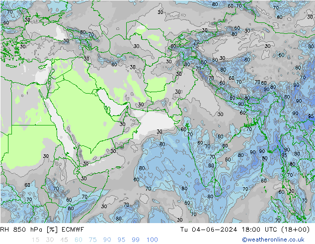 RH 850 hPa ECMWF mar 04.06.2024 18 UTC