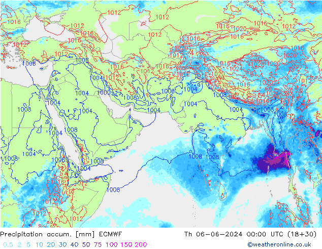 Precipitation accum. ECMWF  06.06.2024 00 UTC