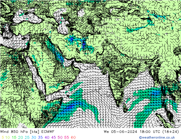 ветер 850 гПа ECMWF ср 05.06.2024 18 UTC