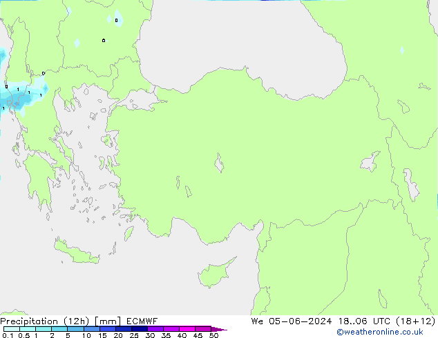 Yağış (12h) ECMWF Çar 05.06.2024 06 UTC