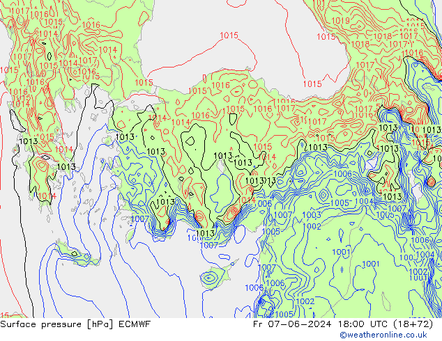 Surface pressure ECMWF Fr 07.06.2024 18 UTC