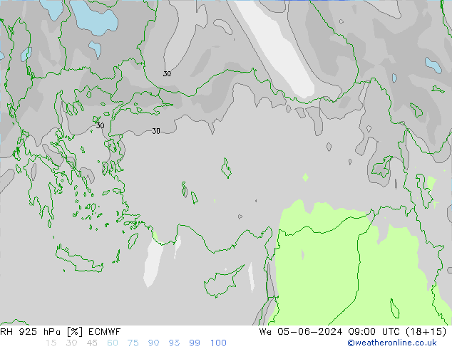 RH 925 hPa ECMWF śro. 05.06.2024 09 UTC