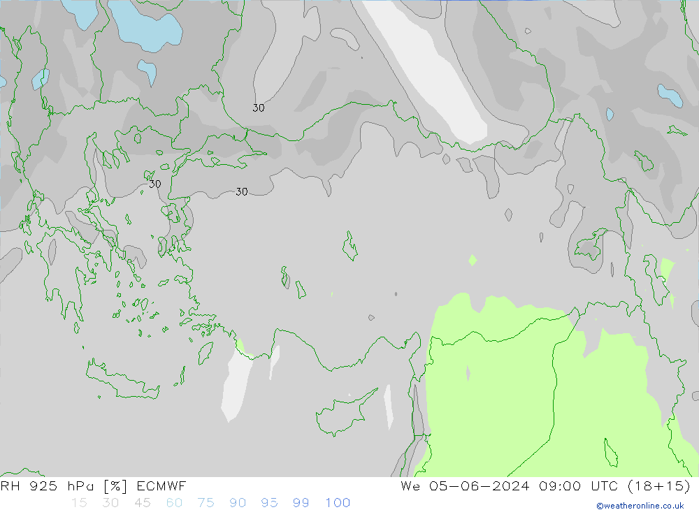 RH 925 hPa ECMWF We 05.06.2024 09 UTC