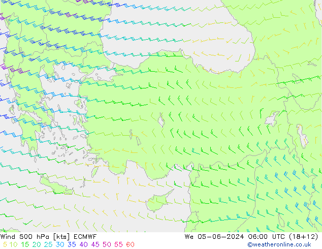 ветер 500 гПа ECMWF ср 05.06.2024 06 UTC