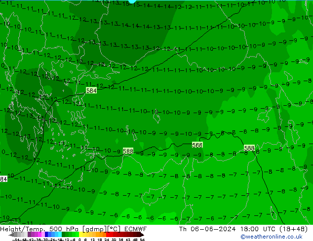 Z500/Rain (+SLP)/Z850 ECMWF gio 06.06.2024 18 UTC