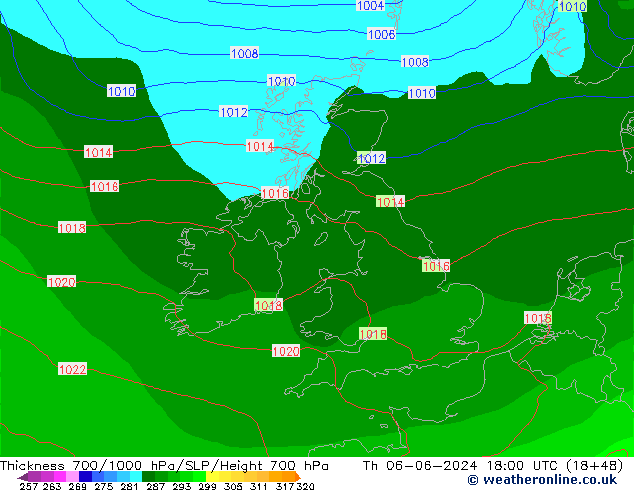 700-1000 hPa Kalınlığı ECMWF Per 06.06.2024 18 UTC