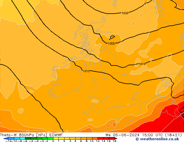 Theta-W 850hPa ECMWF St 05.06.2024 15 UTC