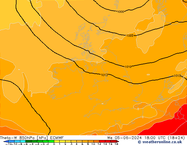 Theta-W 850hPa ECMWF We 05.06.2024 18 UTC