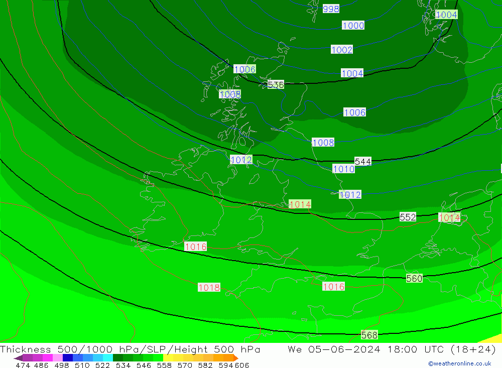 Thck 500-1000hPa ECMWF Qua 05.06.2024 18 UTC