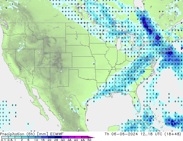 Z500/Rain (+SLP)/Z850 ECMWF czw. 06.06.2024 18 UTC