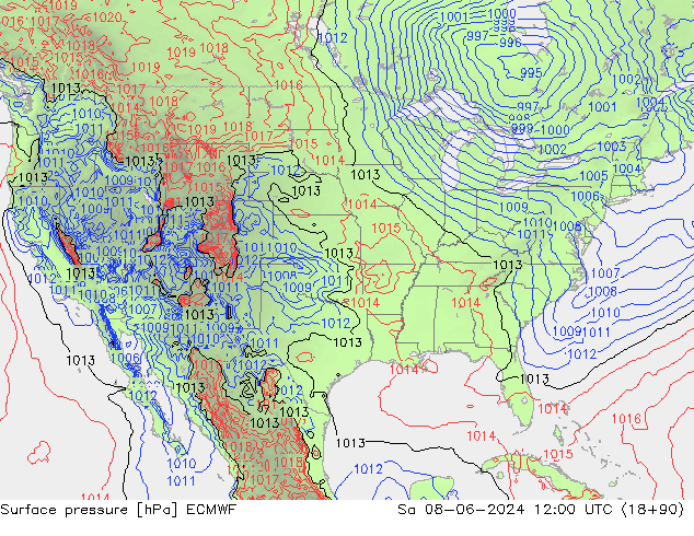 Luchtdruk (Grond) ECMWF za 08.06.2024 12 UTC