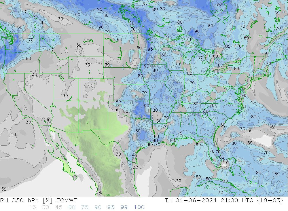 RH 850 hPa ECMWF Ter 04.06.2024 21 UTC