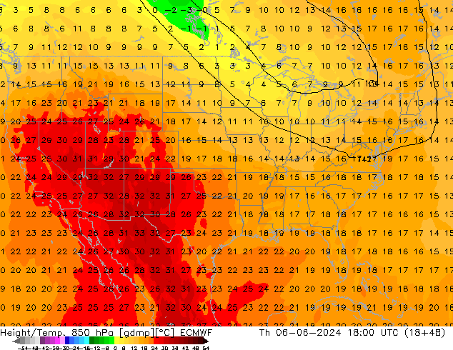 Z500/Rain (+SLP)/Z850 ECMWF czw. 06.06.2024 18 UTC