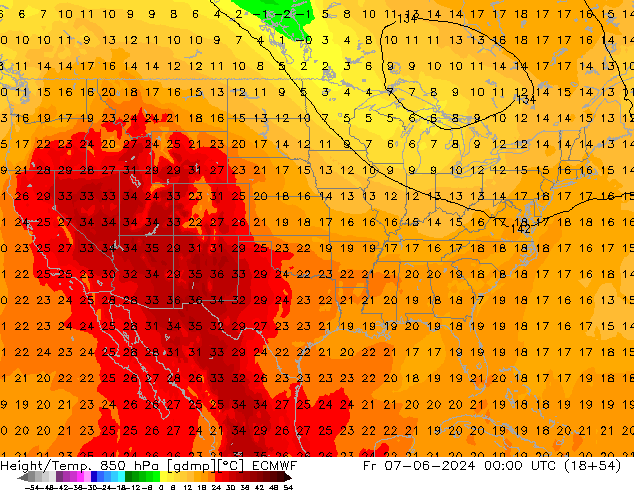 Z500/Yağmur (+YB)/Z850 ECMWF Cu 07.06.2024 00 UTC