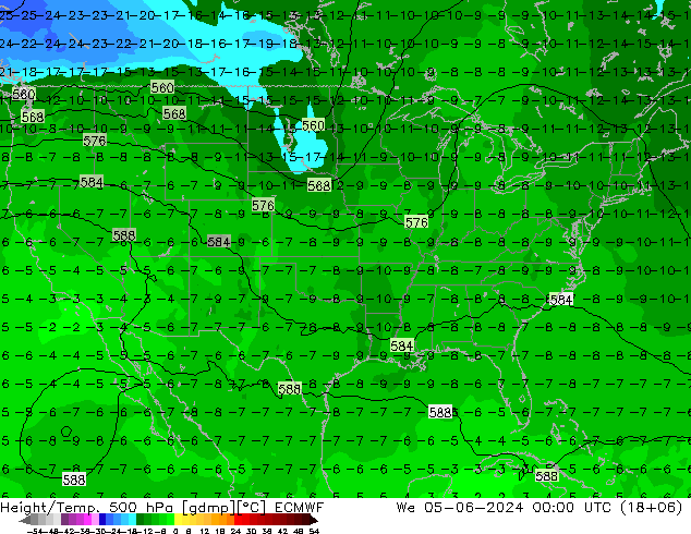 Z500/Rain (+SLP)/Z850 ECMWF We 05.06.2024 00 UTC