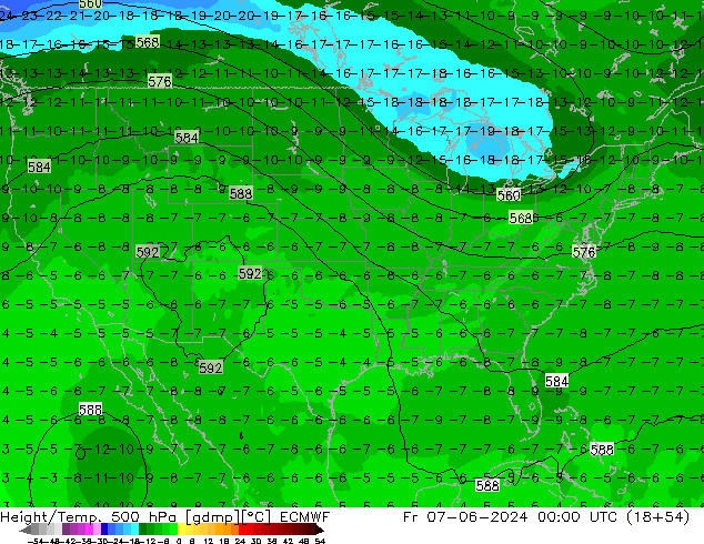 Z500/Yağmur (+YB)/Z850 ECMWF Cu 07.06.2024 00 UTC