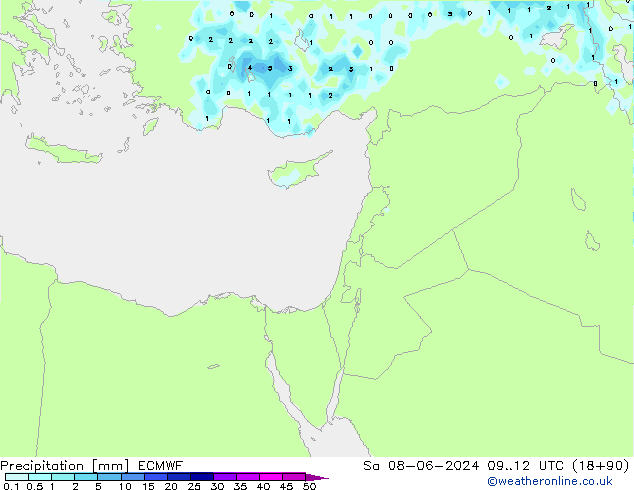 Precipitation ECMWF Sa 08.06.2024 12 UTC