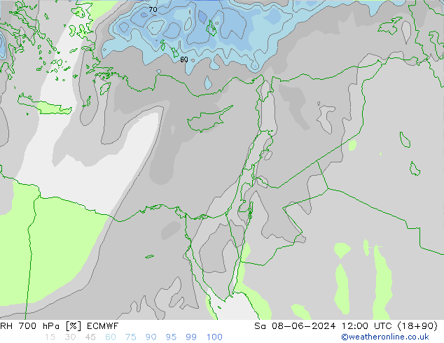 RH 700 hPa ECMWF  08.06.2024 12 UTC