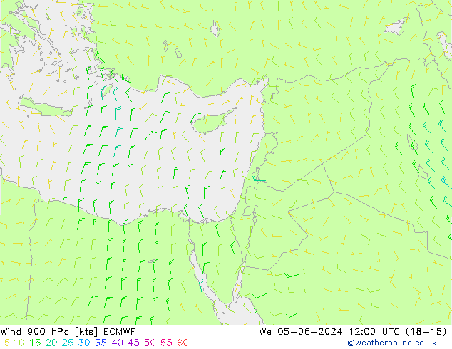 Vent 900 hPa ECMWF mer 05.06.2024 12 UTC