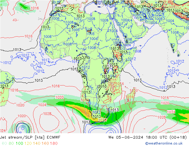 Polarjet/Bodendruck ECMWF Mi 05.06.2024 18 UTC