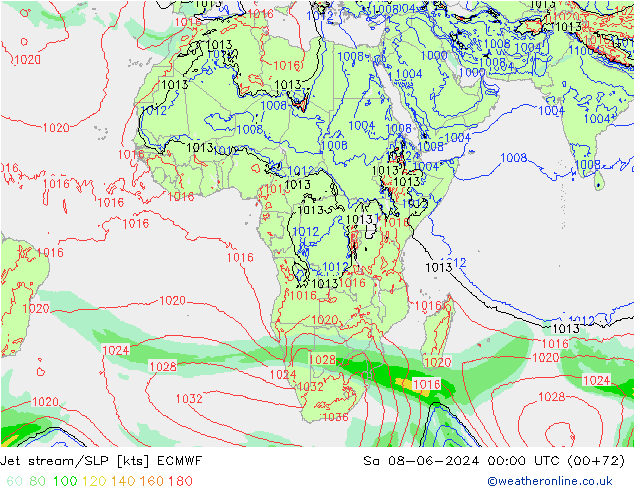 Jet stream/SLP ECMWF So 08.06.2024 00 UTC