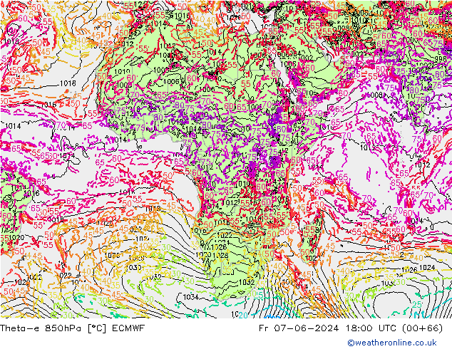 Theta-e 850hPa ECMWF vr 07.06.2024 18 UTC