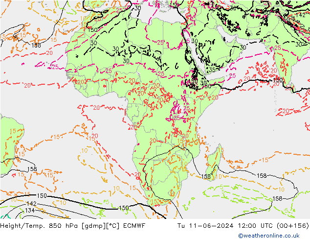 Z500/Rain (+SLP)/Z850 ECMWF  11.06.2024 12 UTC