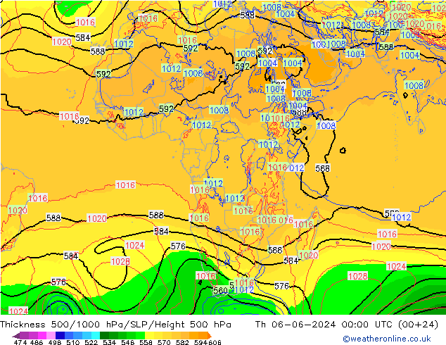 Thck 500-1000гПа ECMWF чт 06.06.2024 00 UTC