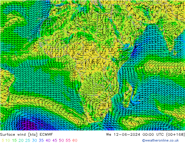 Viento 10 m ECMWF mié 12.06.2024 00 UTC