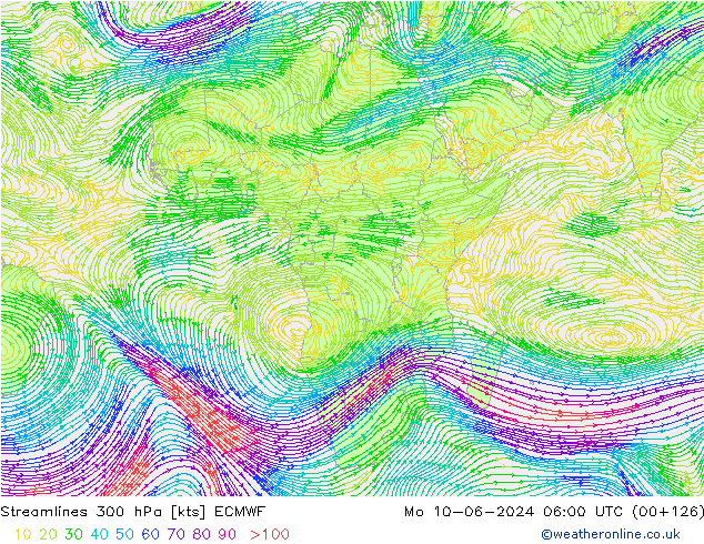 Stroomlijn 300 hPa ECMWF ma 10.06.2024 06 UTC