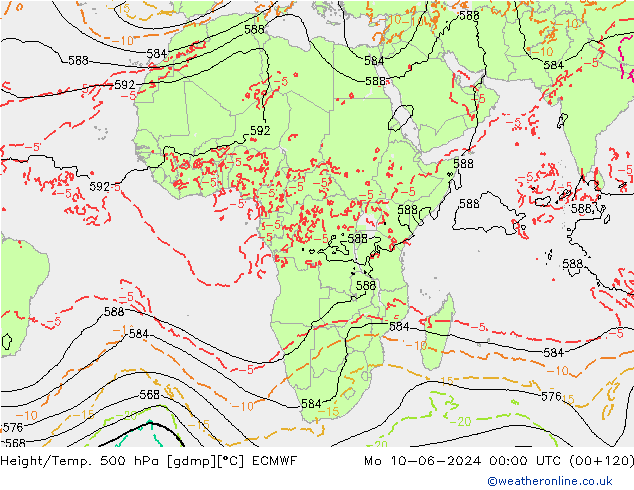 Z500/Rain (+SLP)/Z850 ECMWF lun 10.06.2024 00 UTC