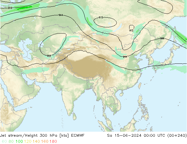 Corrente a getto ECMWF sab 15.06.2024 00 UTC