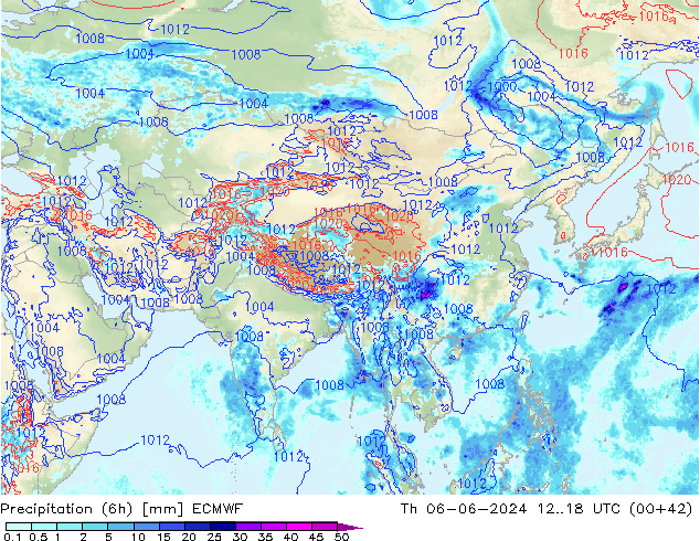 Z500/Rain (+SLP)/Z850 ECMWF чт 06.06.2024 18 UTC